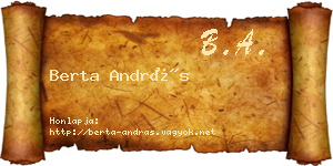Berta András névjegykártya
